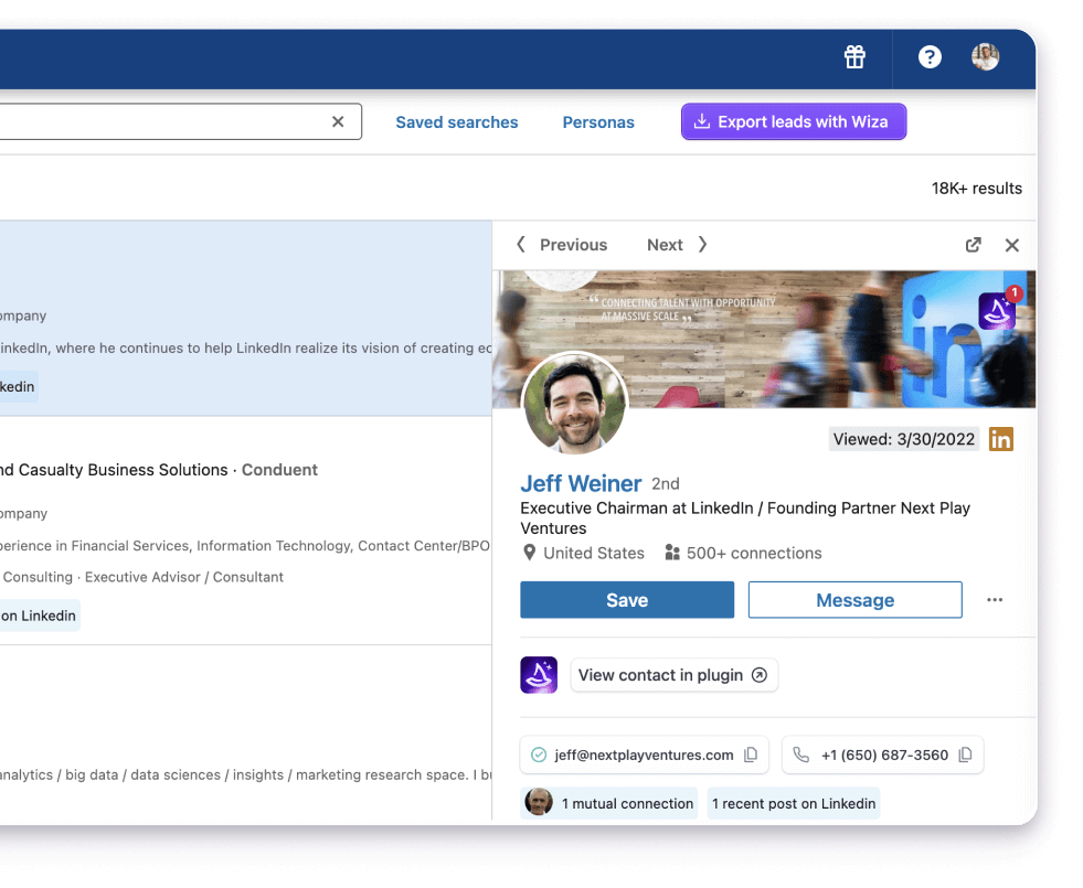Linkedin profile card